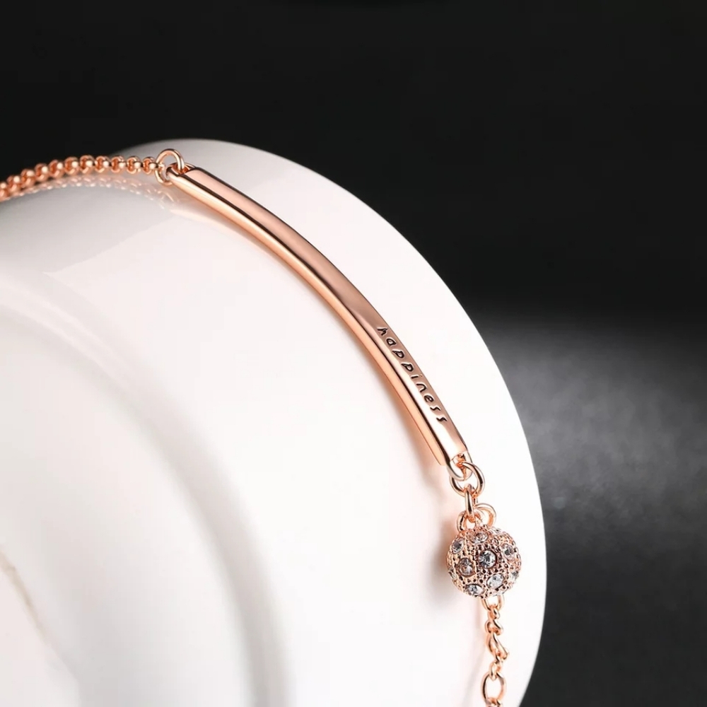 NEW Minimalist Rose Gold Bar Bracelet - Picture 10 of 10